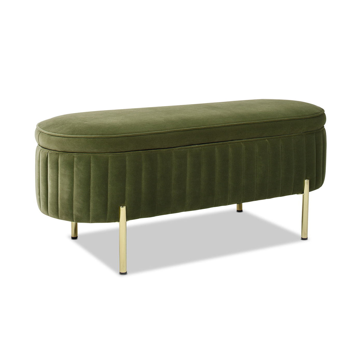 Chloe - Modern Glam Storage Bench - Olive Green by Jennifer Taylor Home | Bel Furniture