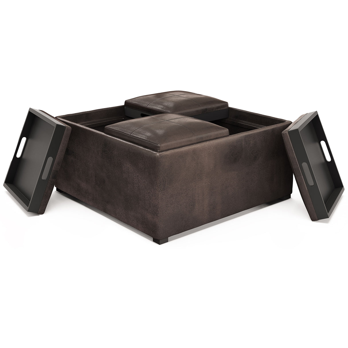 Avalon - Upholstered Square Coffee Table Storage Ottoman by Simpli-Home | Bel Furniture