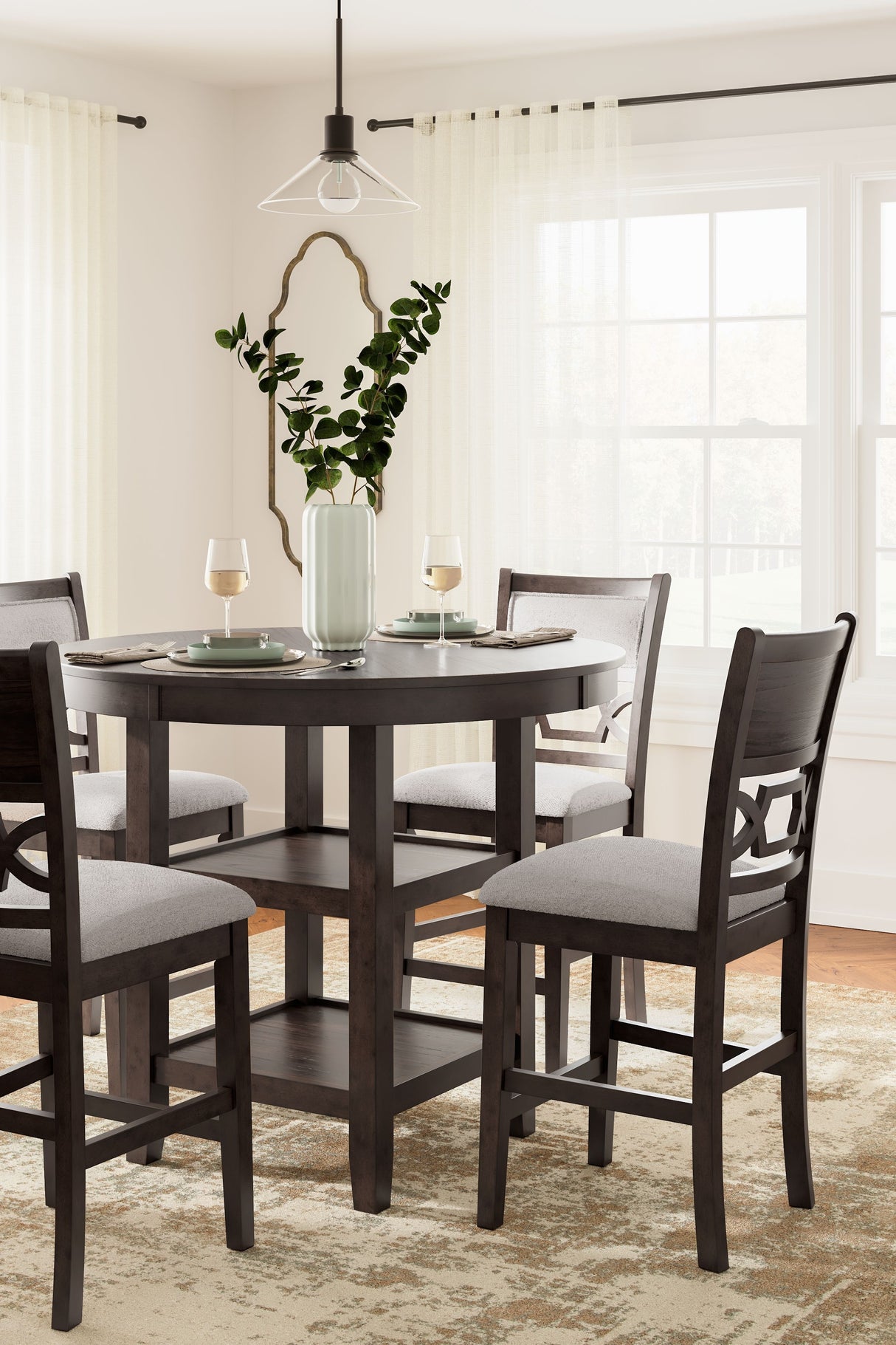 Langwest - Brown - Dining Room Counter Table Set (Set of 5) by Signature Design by Ashley® | Bel Furniture