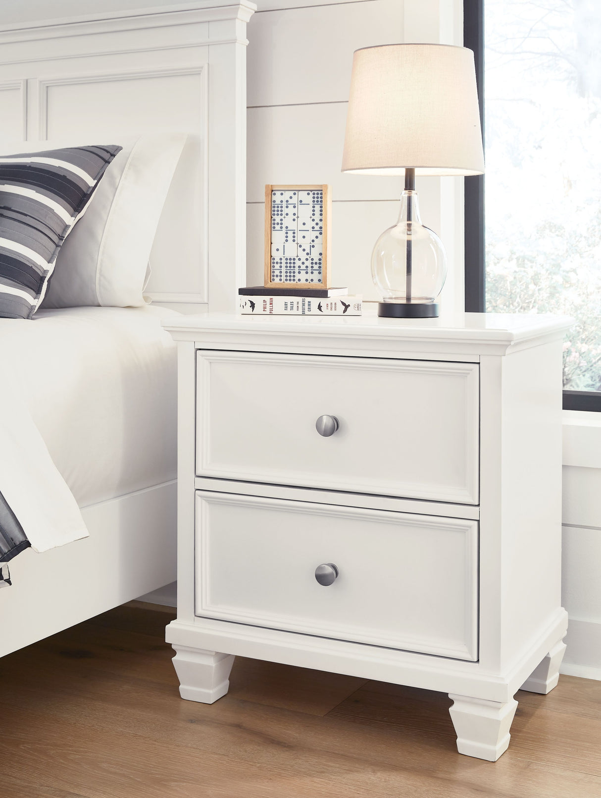 Fortman - White - Two Drawer Night Stand by Signature Design by Ashley® | Bel Furniture