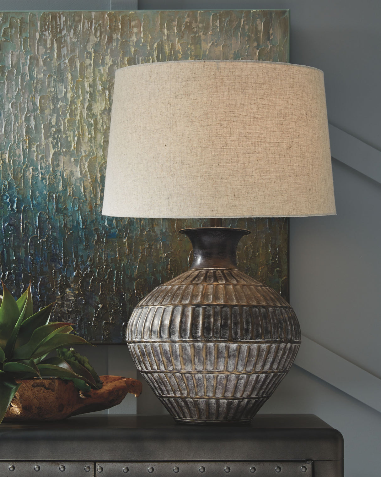 Magan - Antique Bronze Finish - Metal Table Lamp by Signature Design by Ashley® | Bel Furniture