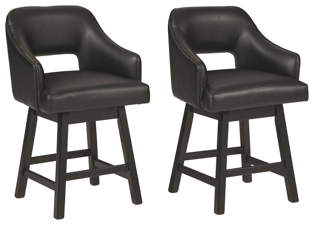 Tallenger - Upholstered Swivel Barstool (Set of 2) Black 24''W x 23''D x 38''H Stool Sets by Signature Design by Ashley® | Bel Furniture