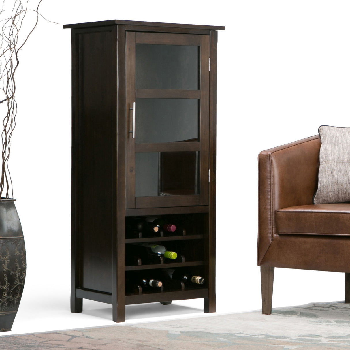 Avalon - High Storage, Wine Rack Cabinet by Simpli-Home | Bel Furniture