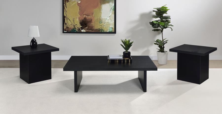 Max - Rectangular Coffee Table Set Black 3 Pc. Coffee Table, 2 End Tables by Coaster Fine Furniture | Bel Furniture