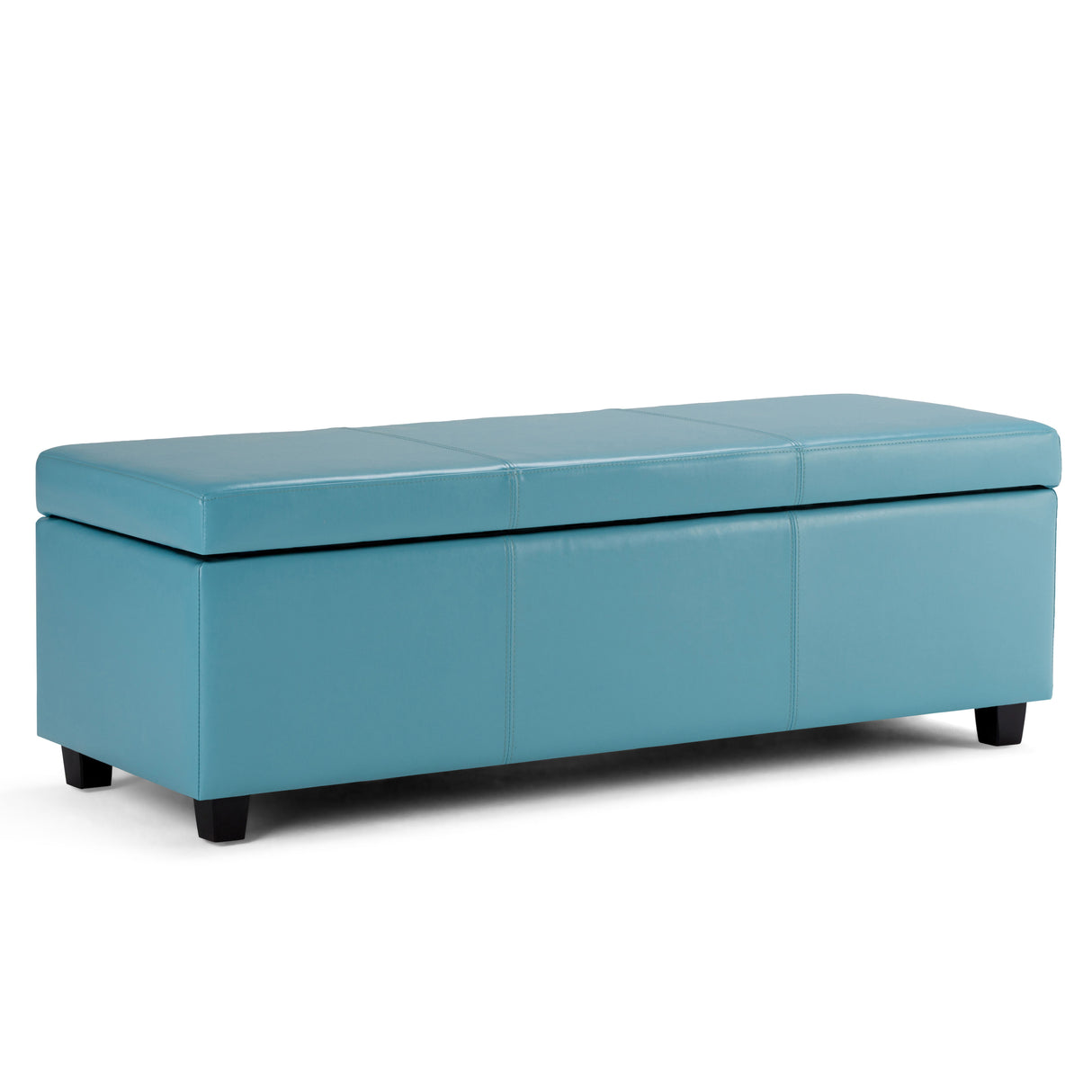 Avalon - Multifunctional Storage Ottoman Bench Light Blue 48.4"W x 18.1"D x 16.1"H Faux Leather by Simpli-Home | Bel Furniture
