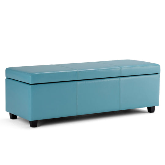 Avalon - Multifunctional Storage Ottoman Bench Light Blue 48.4"W x 18.1"D x 16.1"H Faux Leather by Simpli-Home | Bel Furniture