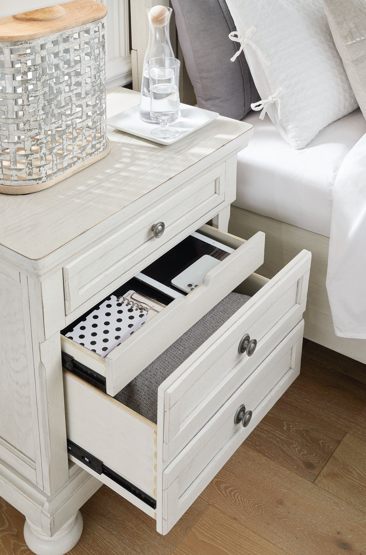 Robbinsdale - Antique White - Two Drawer Night Stand by Signature Design by Ashley® | Bel Furniture