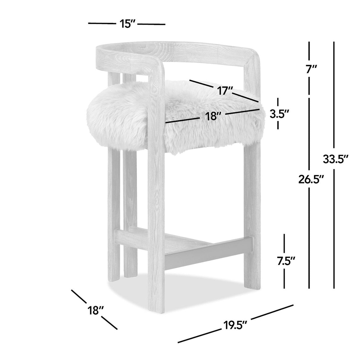Millwick - Low Back Genuine Fur Counter Stool - Natural Blonde by Jennifer Taylor Home | Bel Furniture