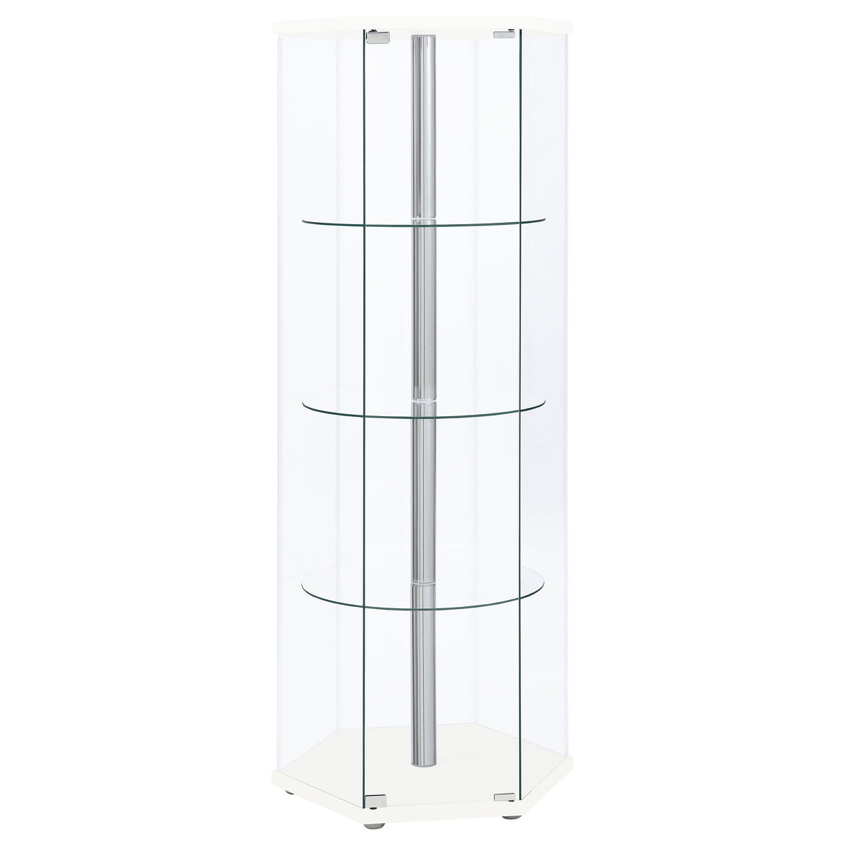 Zahavah - 4-Shelf Hexagonal Clear Glass Curio Cabinet