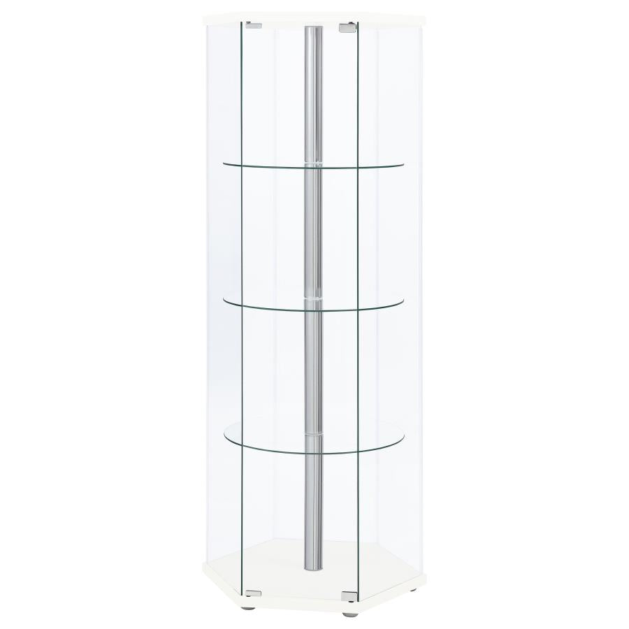 Zahavah - 4-Shelf Hexagonal Clear Glass Curio Cabinet
