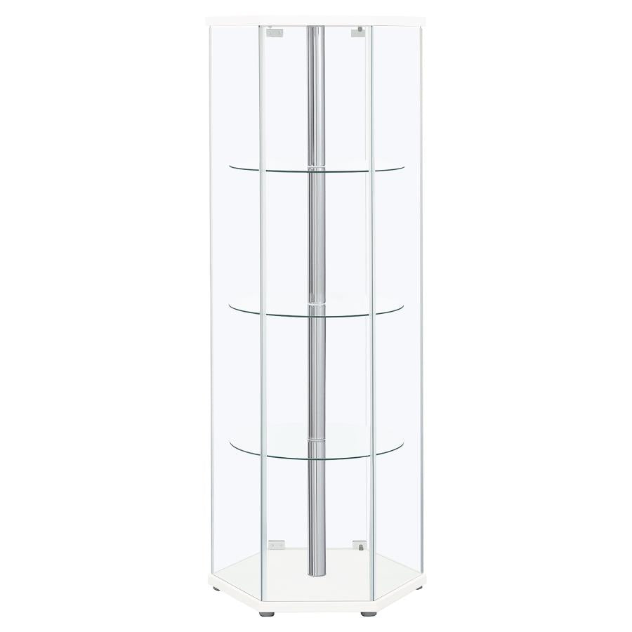 Zahavah - 4-Shelf Hexagonal Clear Glass Curio Cabinet
