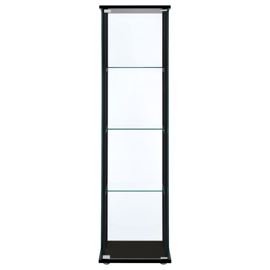 Cyclamen - 4-Shelf Clear Glass Curio Display Cabinet - Black