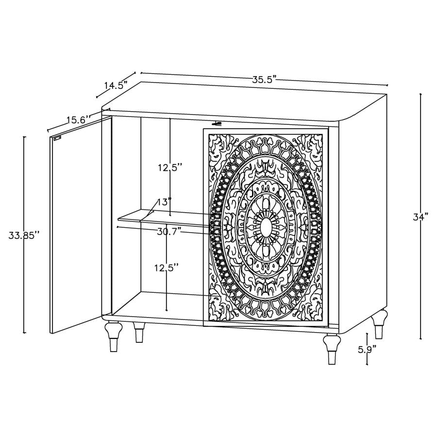 Cardella - 2 Door Mandala Accent Cabinet - Distressed White