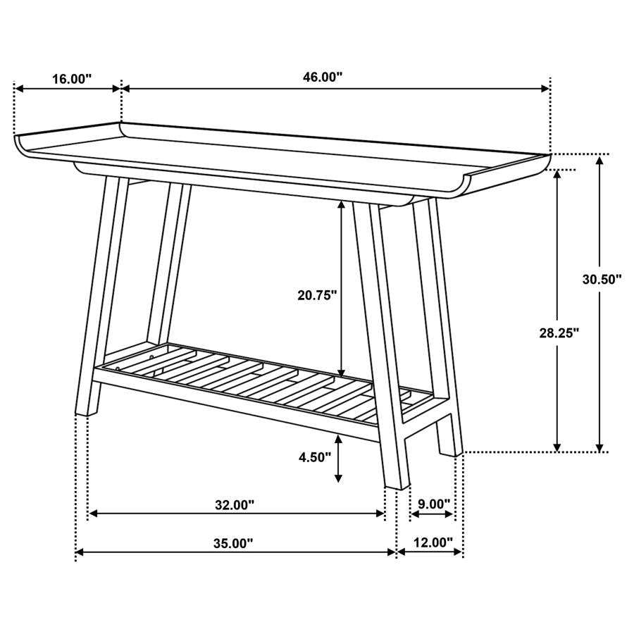Ornelas - Console Table With Slatted Shelf - Mango Brown