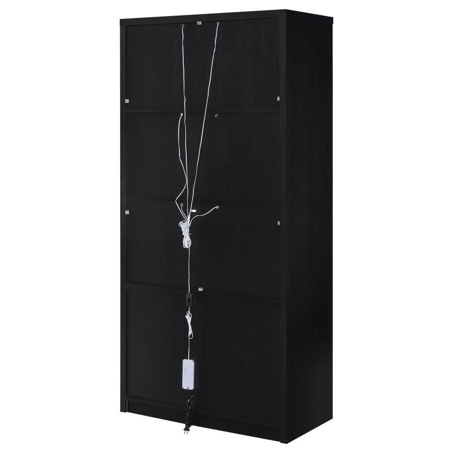 Riva - 4-Door Tall Accent Display Cabinet LED Lighting - Black
