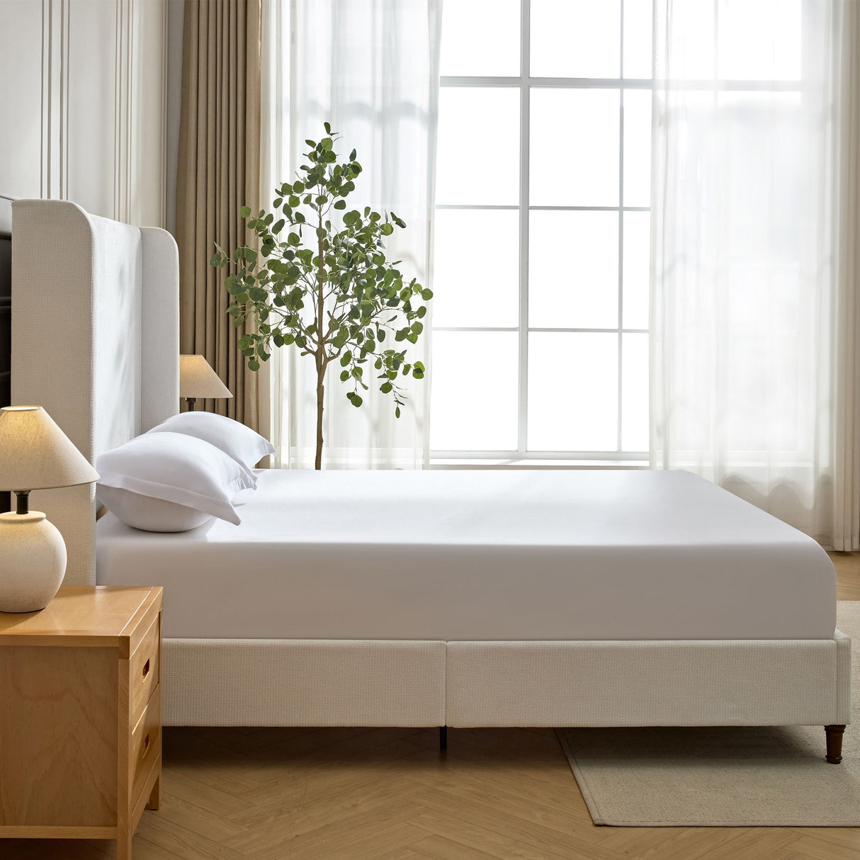 Harper - Tall Headboard Upholstered Bed / High Headboard / Elegant Simplicity / No Box Spring Needed
