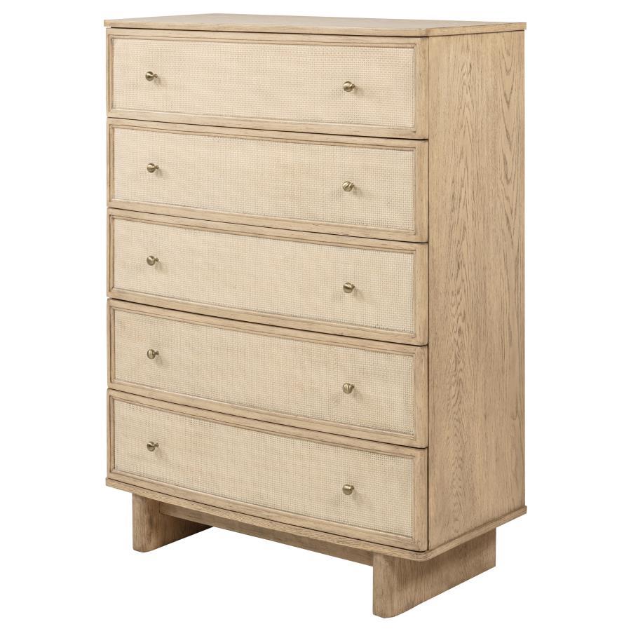 Kailani - 5-Drawer Bedroom Chest Of Drawers - Beige Oak by Coaster Fine Furniture | Bel Furniture
