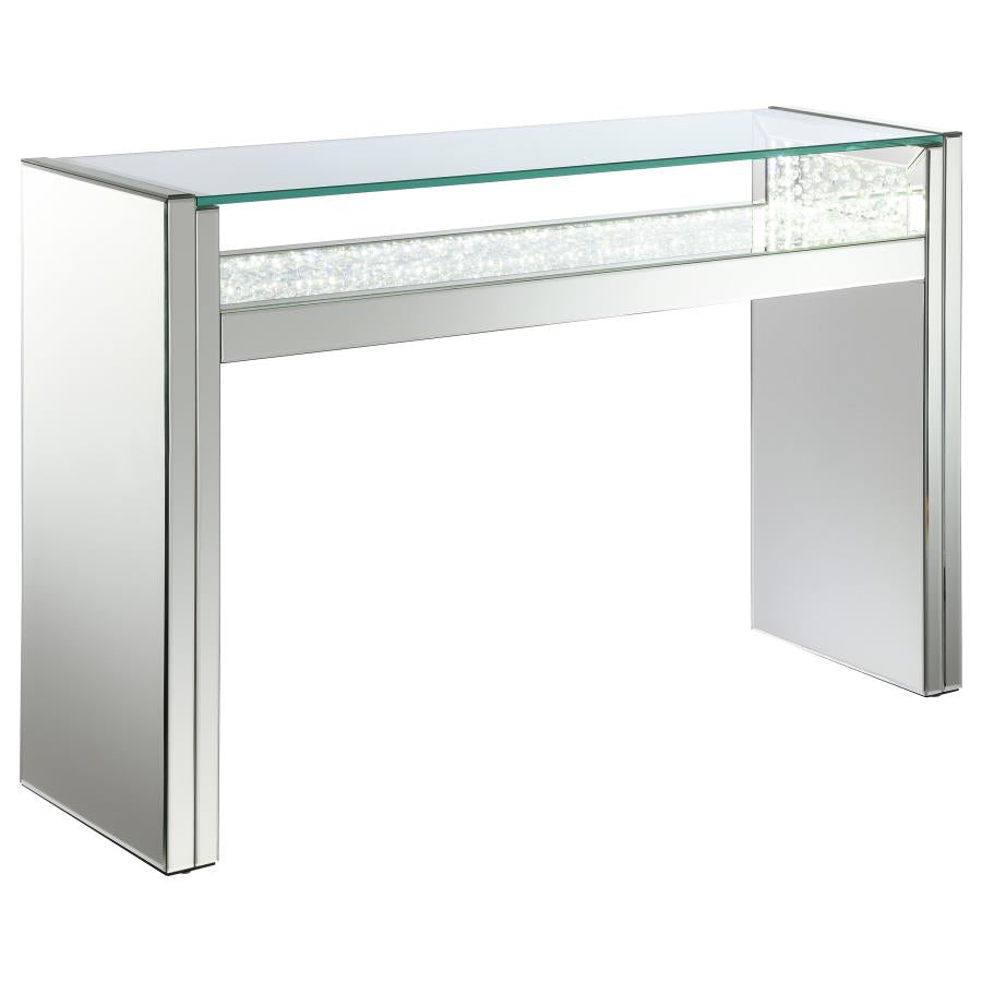 Edna - Mirrored Acrylic Console Table LED Lighting - Silver