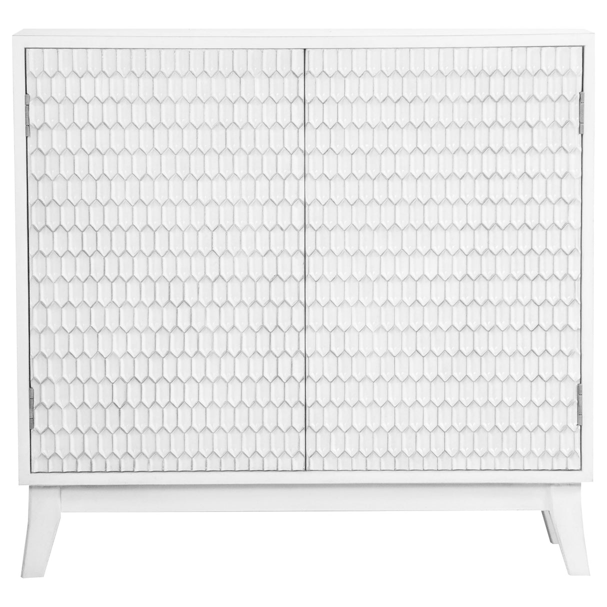 Gambon - 2 Door Wood Honeycomb Pattern Accent Cabinet - White