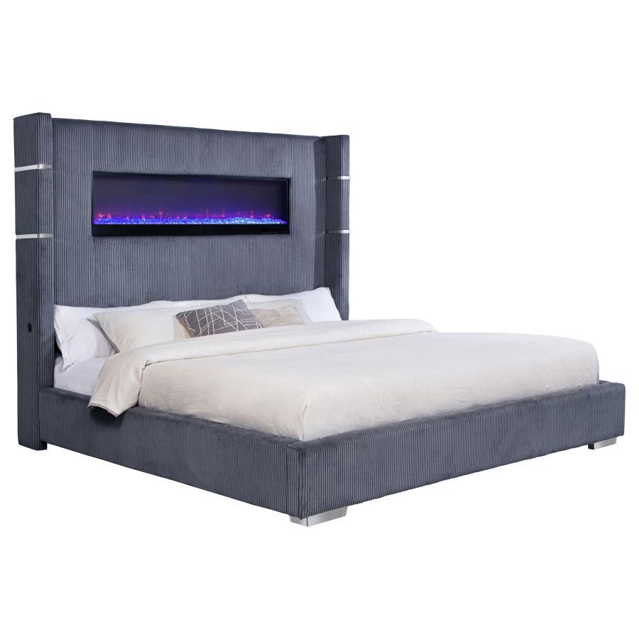 Tisdall - Upholstered Fireplace Bed by Coaster Fine Furniture | Bel Furniture