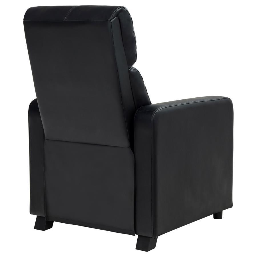 Toohey - Upholstered Home Theater Push Back Recliner - Black by CoasterEveryday | Bel Furniture
