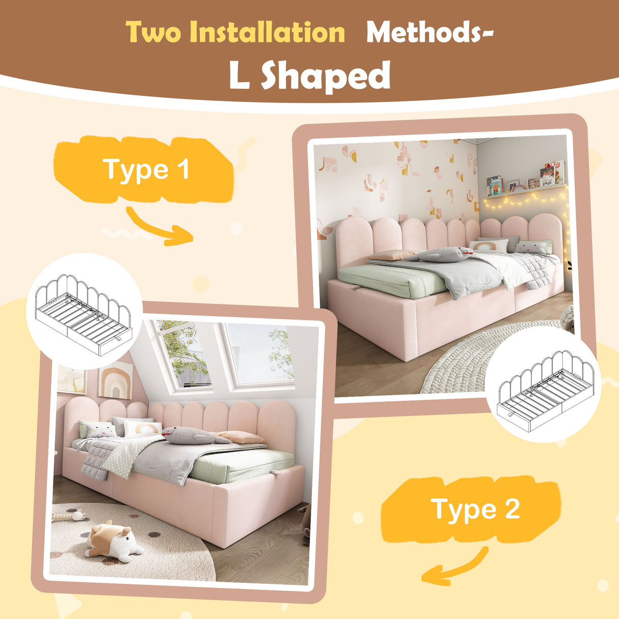 Upholstered Daybed With Metal Slatted Base