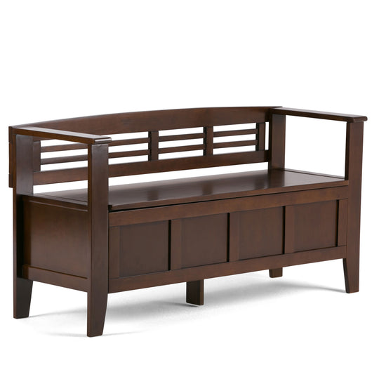 Adams - Entryway Storage Bench Handcrafted Dark Brown by Simpli-Home | Bel Furniture