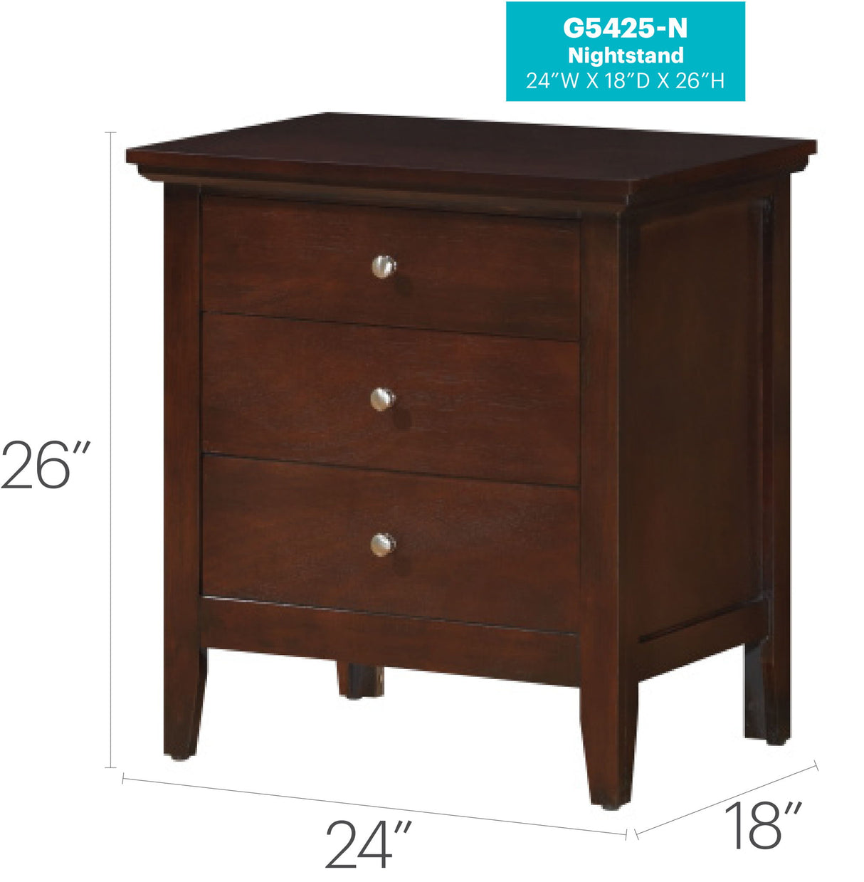 Hammond - 3 Drawer Nightstand - Cappuccino