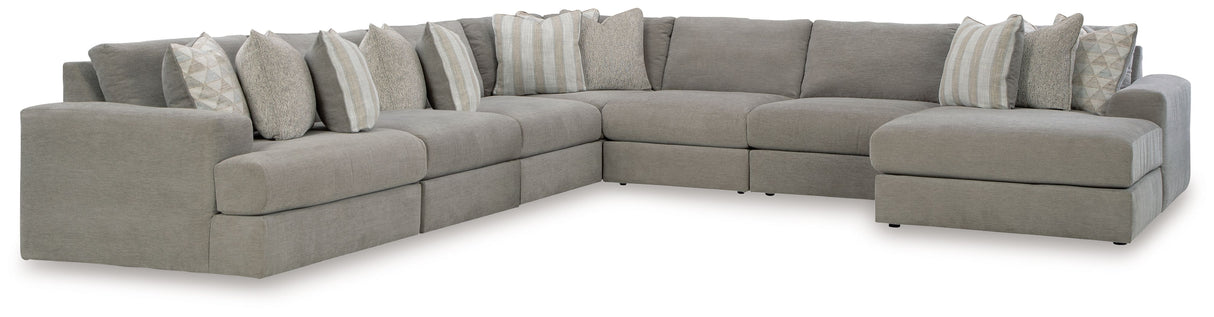 Avaliyah - Sectional Dark Gray 7 Pc. Right Arm Facing Chaise Sectional by Signature Design by Ashley® | Bel Furniture