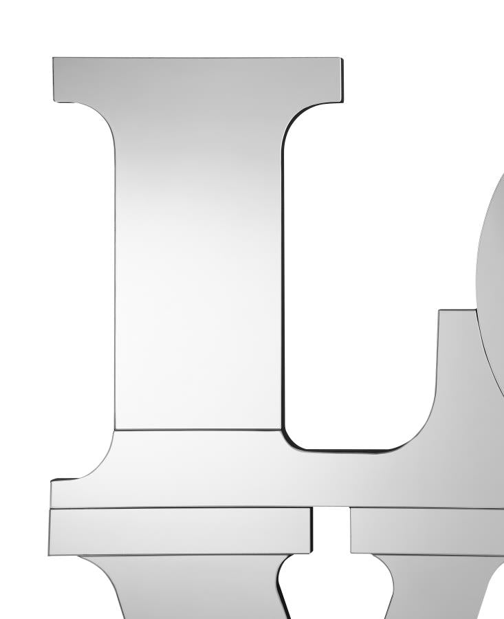 Keiran 40 x 40 Inch LOVE Lettered Wall Mirror Silver
