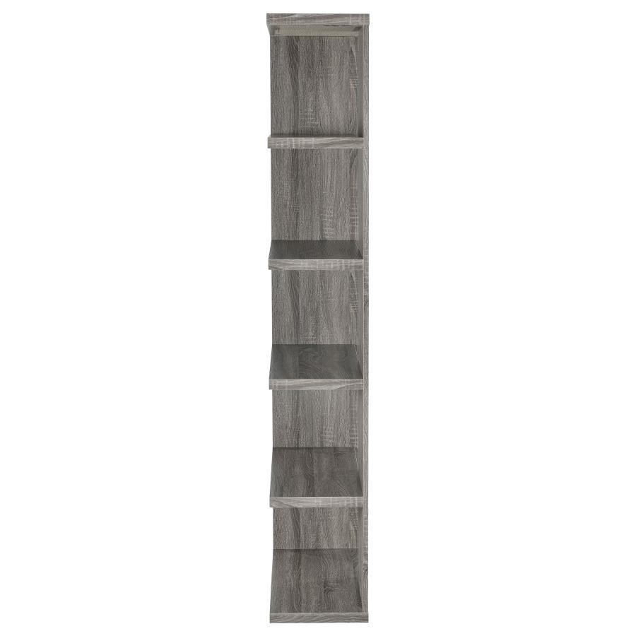 Harrison - 5-Shelf Bookshelf - Weathered Gray by CoasterEveryday | Bel Furniture
