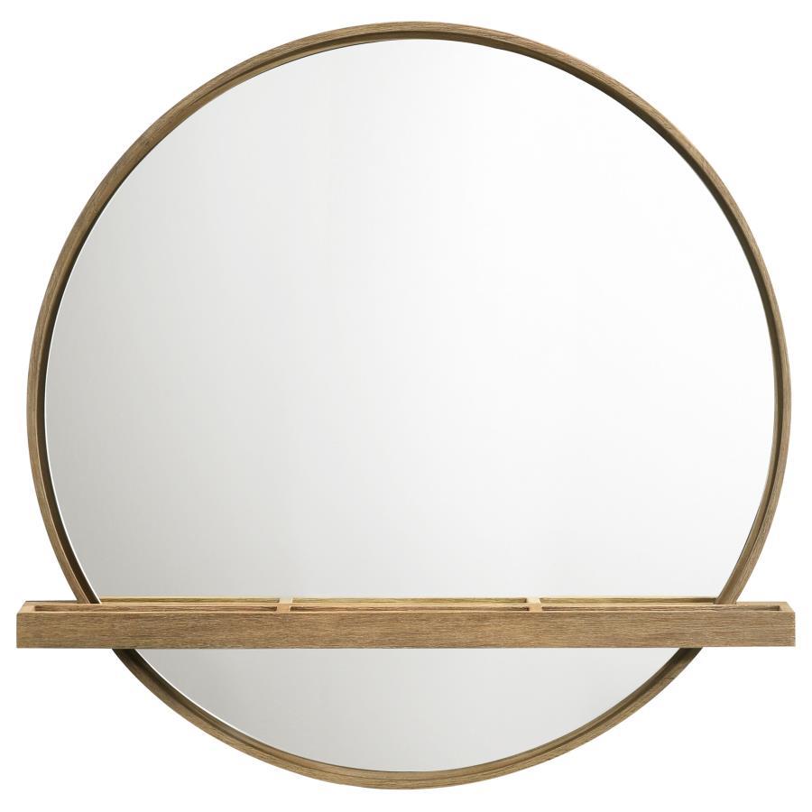 Arini - Round Vanity Wall Mirror With Shelf by CoasterElevations | Bel Furniture