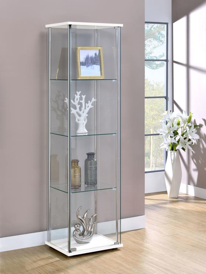 Bellatrix - 4-Shelf Clear Glass Curio Cabinet by CoasterEveryday | Bel Furniture