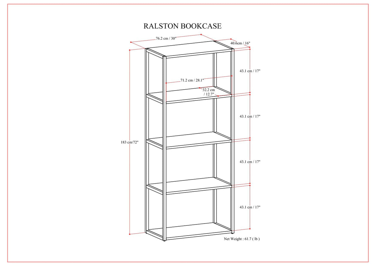 Ralston - Bookcase - Rustic Natural Aged Brown by Simpli-Home | Bel Furniture