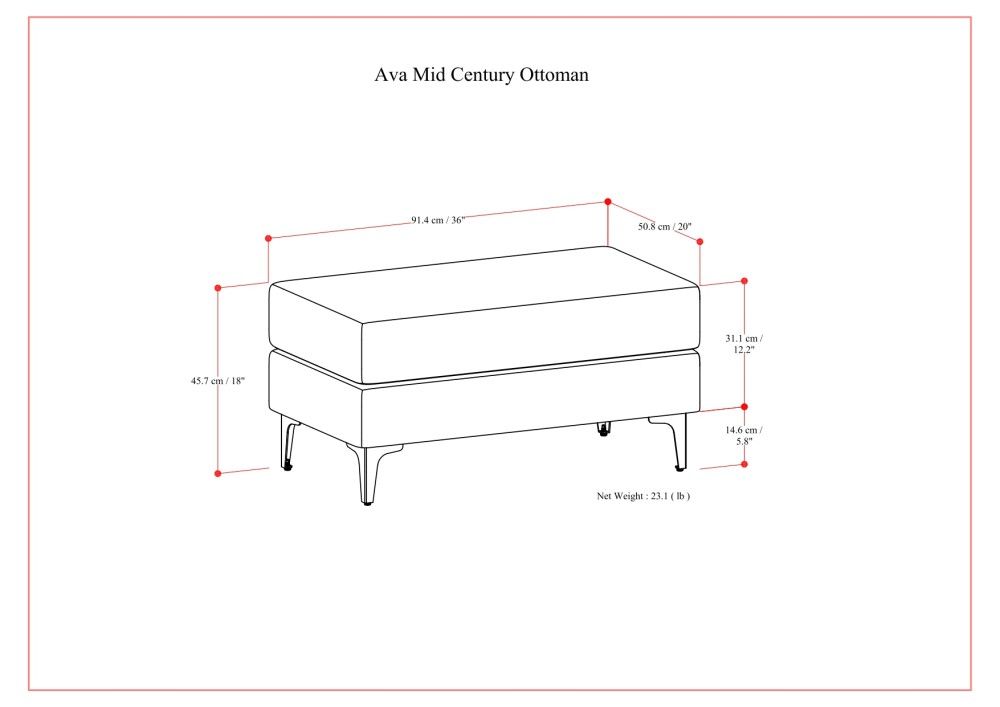 Ava - Versatile Mid Century Ottoman by Simpli-Home | Bel Furniture