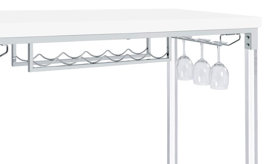Norcrest - Acrylic Leg Bar Table - White High Gloss by Coaster Fine Furniture | Bel Furniture