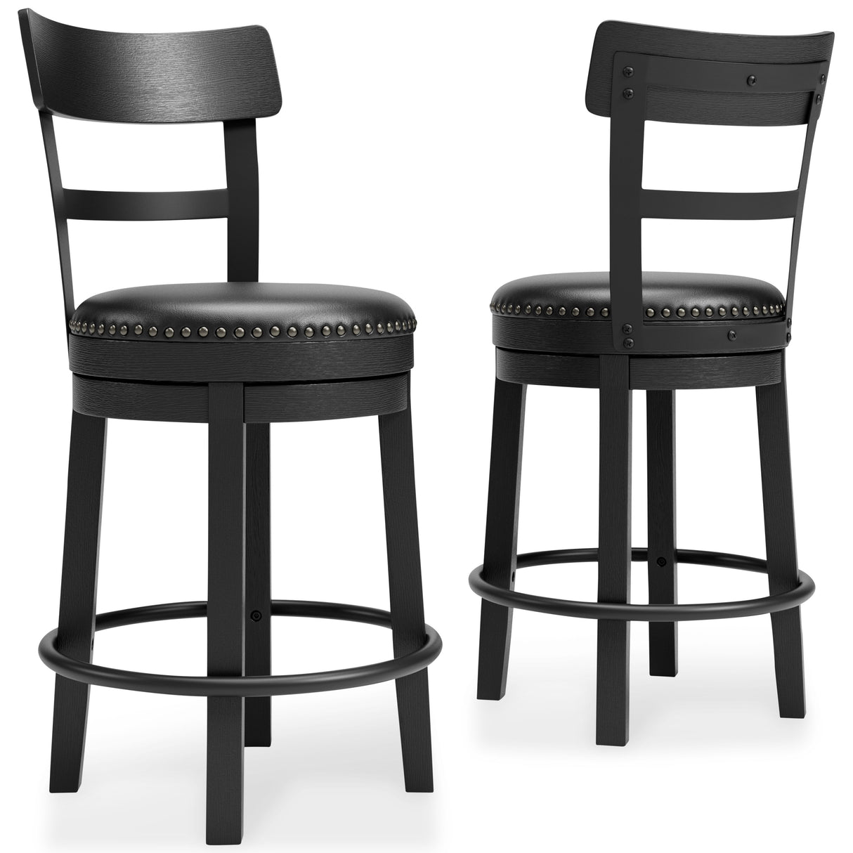 Valebeck - Full Back Swivel Stool Black by Signature Design by Ashley® | Bel Furniture
