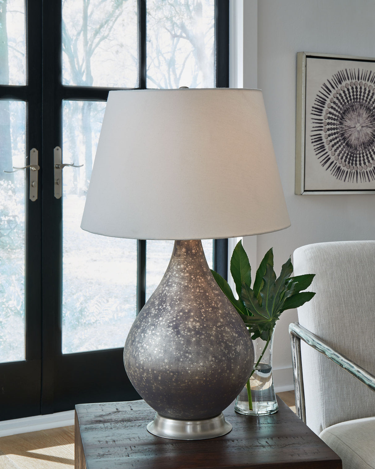 Bluacy - Antique Gray - Glass Table Lamp by Signature Design by Ashley® | Bel Furniture
