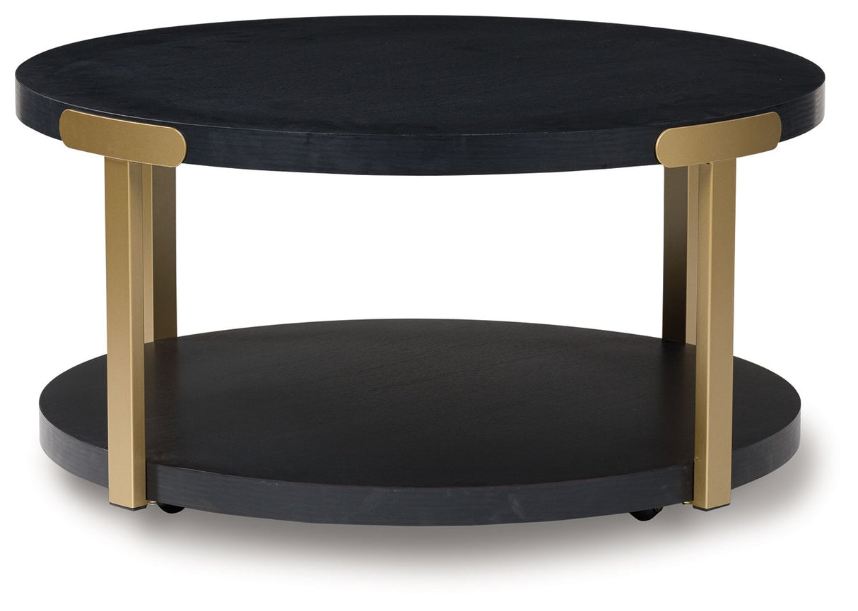 Shylore - Black / Brass Finish - Occasional Table Set (Set of 3) by Signature Design by Ashley® | Bel Furniture