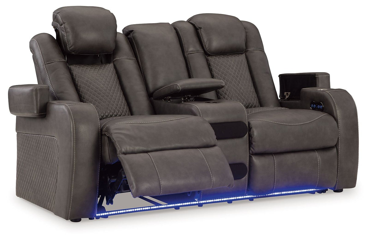Fyne-dyme - Power Reclining Loveseat With Console/Adj Hdrst by Signature Design by Ashley® | Bel Furniture