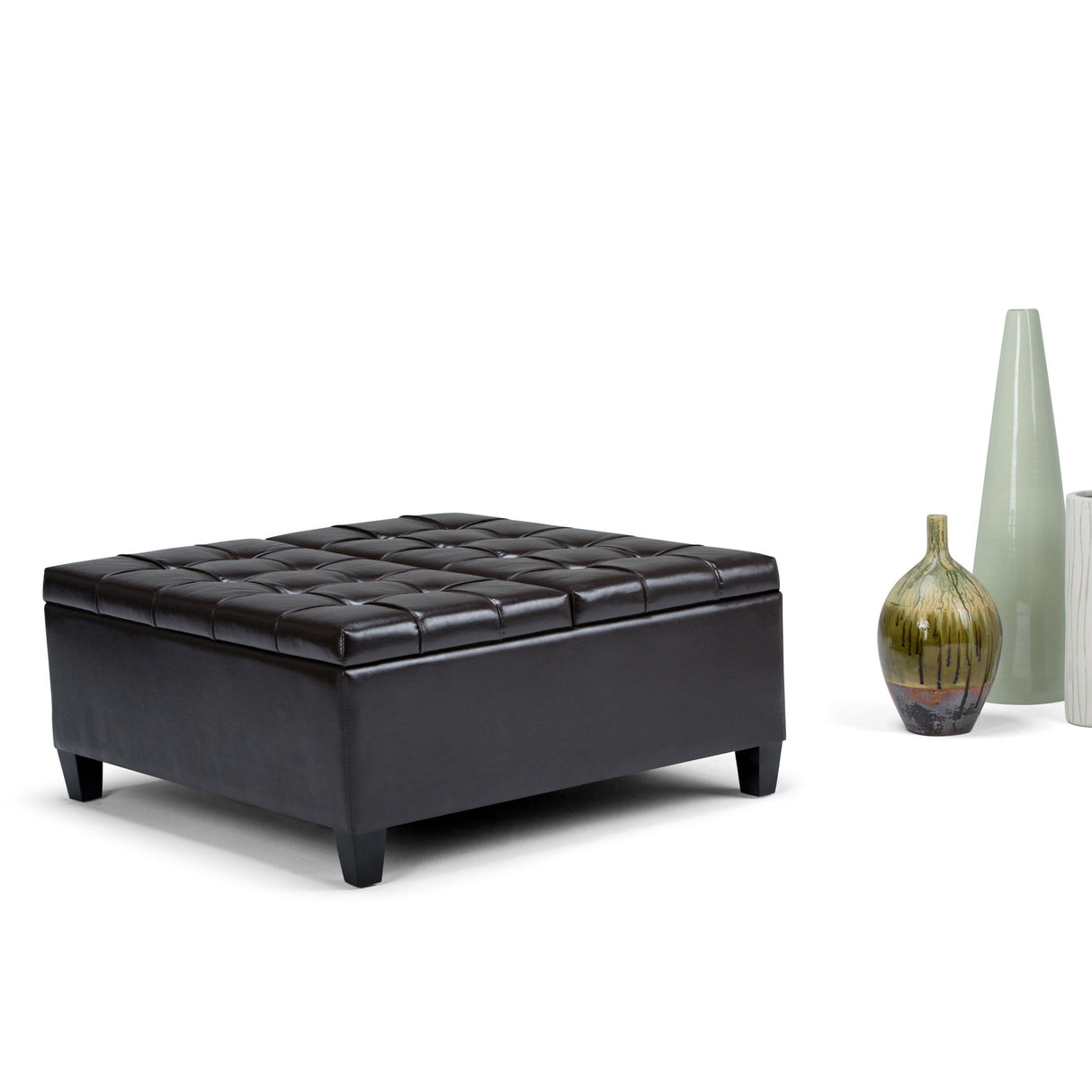Harrison - Coffee Table Storage Ottoman - Tanners Brown by Simpli-Home | Bel Furniture