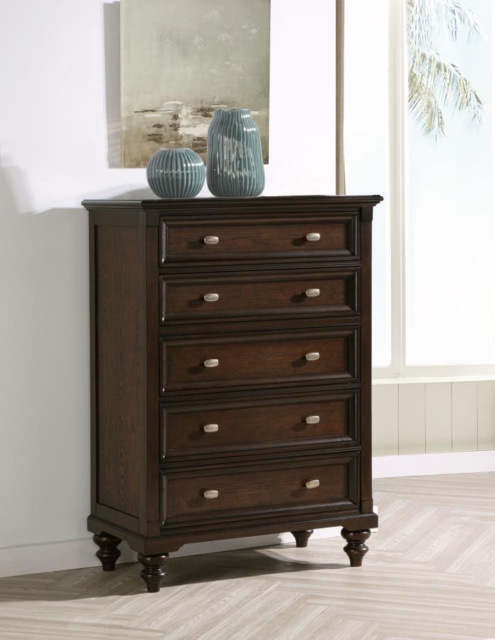 Andover - 5-Drawer Chest Of Drawers - Dark Oak by Coaster Fine Furniture | Bel Furniture