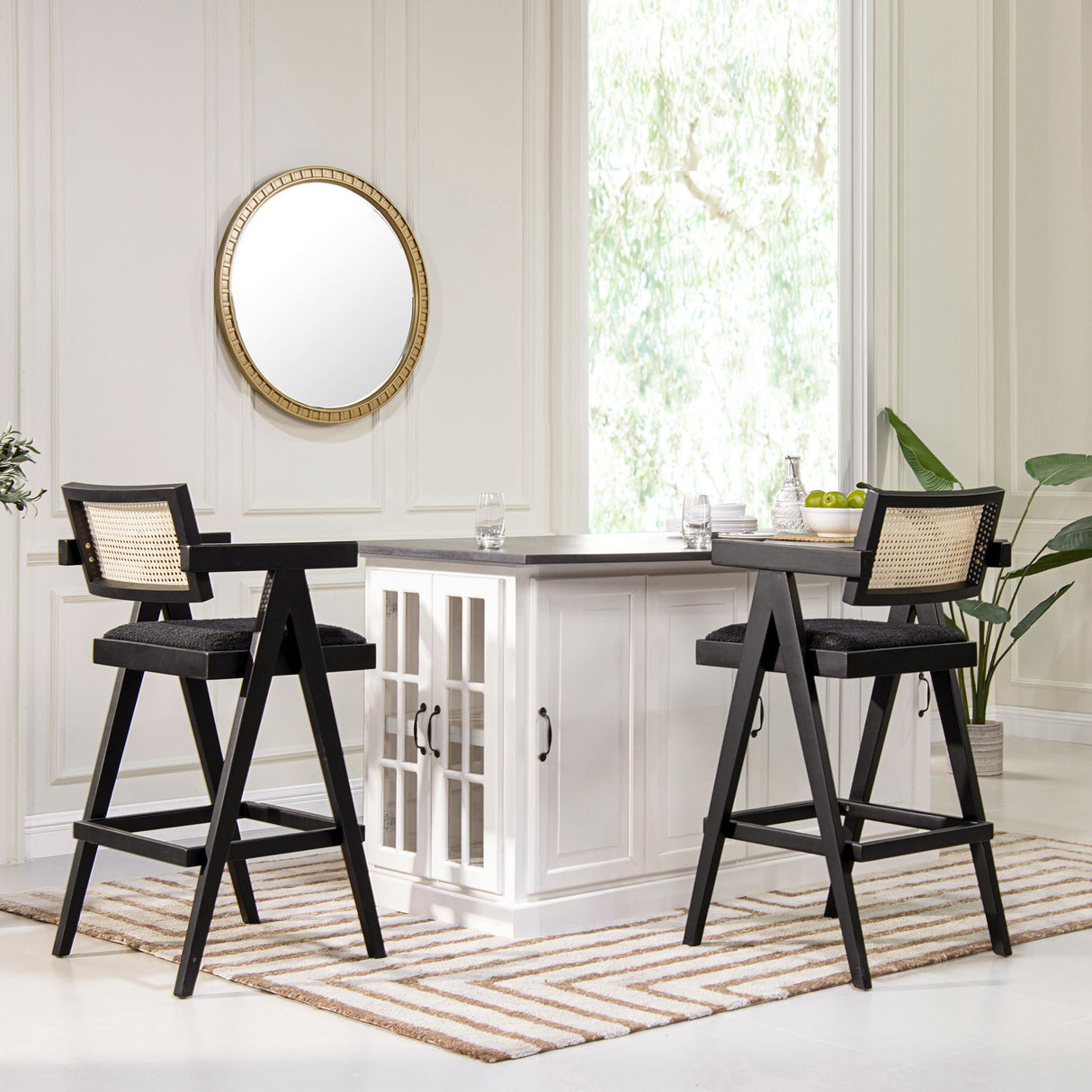 Milan - Modern Webbing Back Stool With Arms (Set of 3) by Jennifer Taylor Home | Bel Furniture