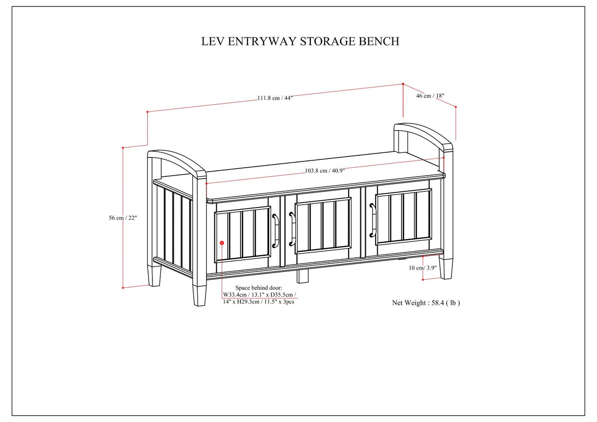 Lev - Entryway Storage Bench - Smoky Brown by Simpli-Home | Bel Furniture