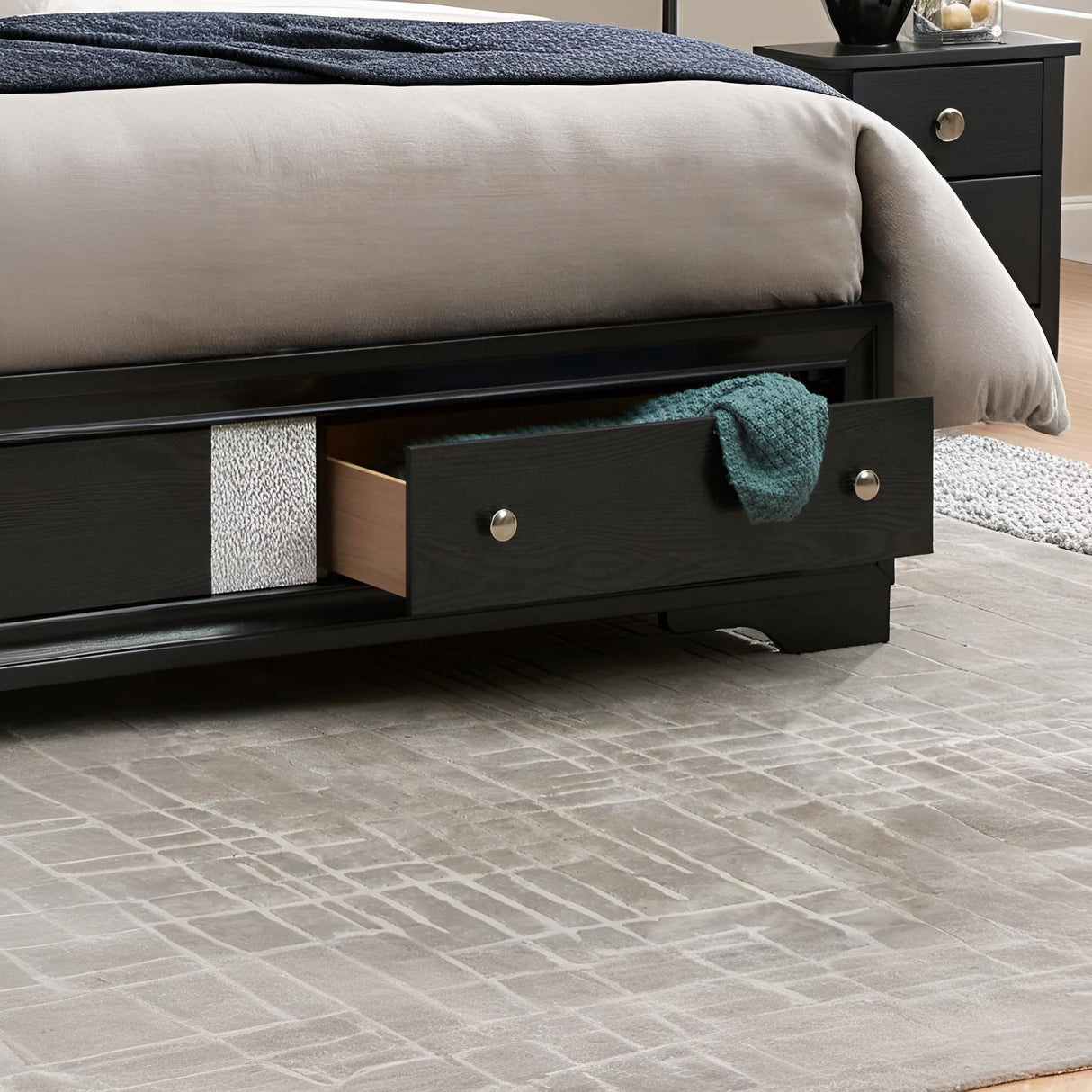 Madrid - Queen Bed With Storage Drawers And Nickel Handles - Black by Glory Furniture | Bel Furniture