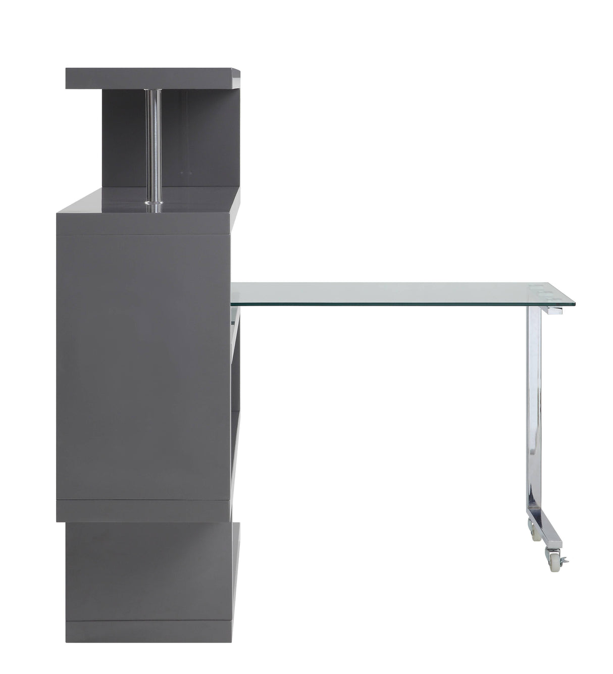 Buck II - Clear Glass, Chrome High Gloss Writing Desk With Shelf by Urban Nest | Bel Furniture