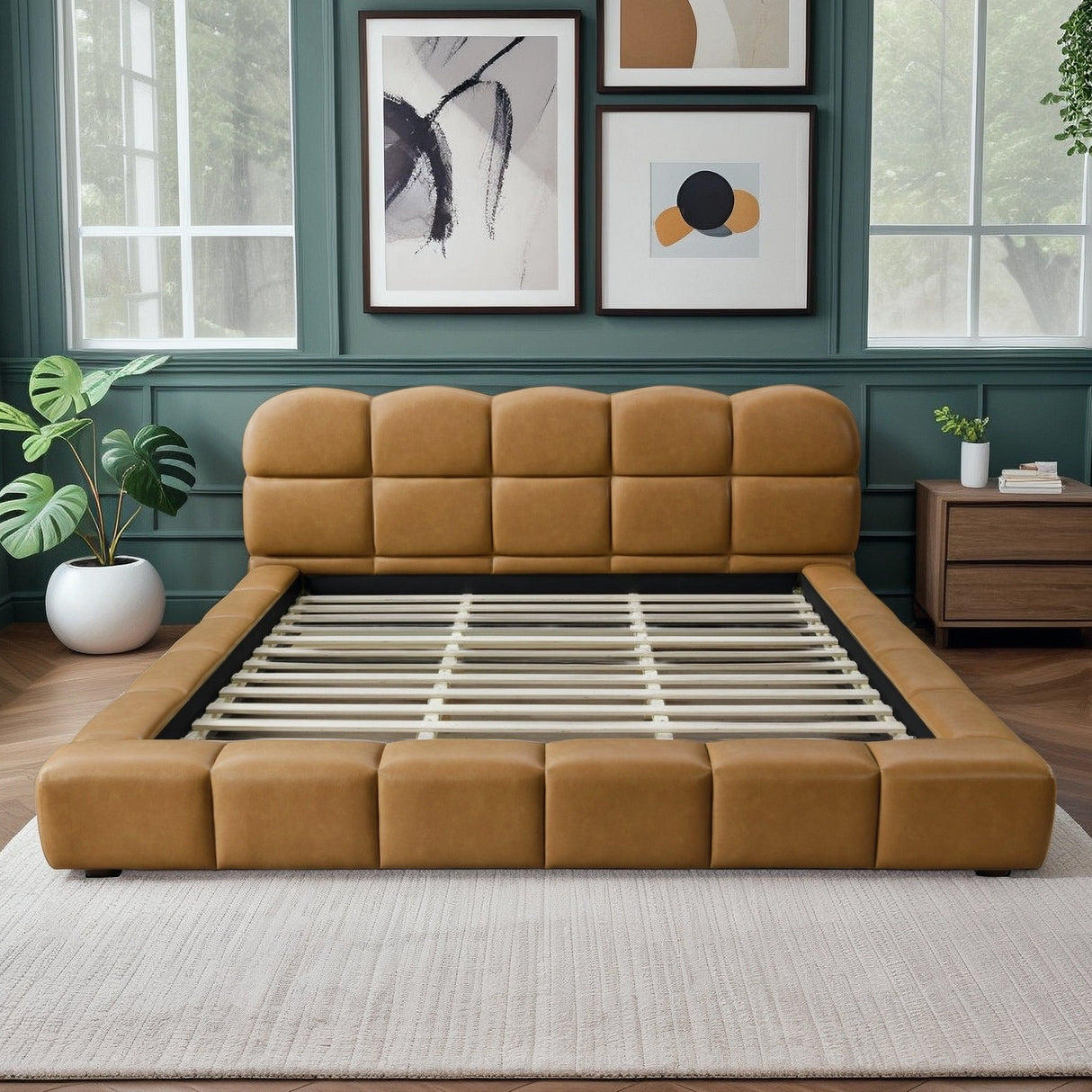 Roswell - Queen Size Platform Bed - Tan