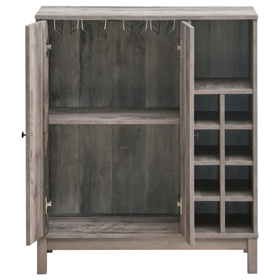 Cheyenne - 2 Door Home Bar Wine Cabinet - Weathered Acacia by CoasterEveryday | Bel Furniture