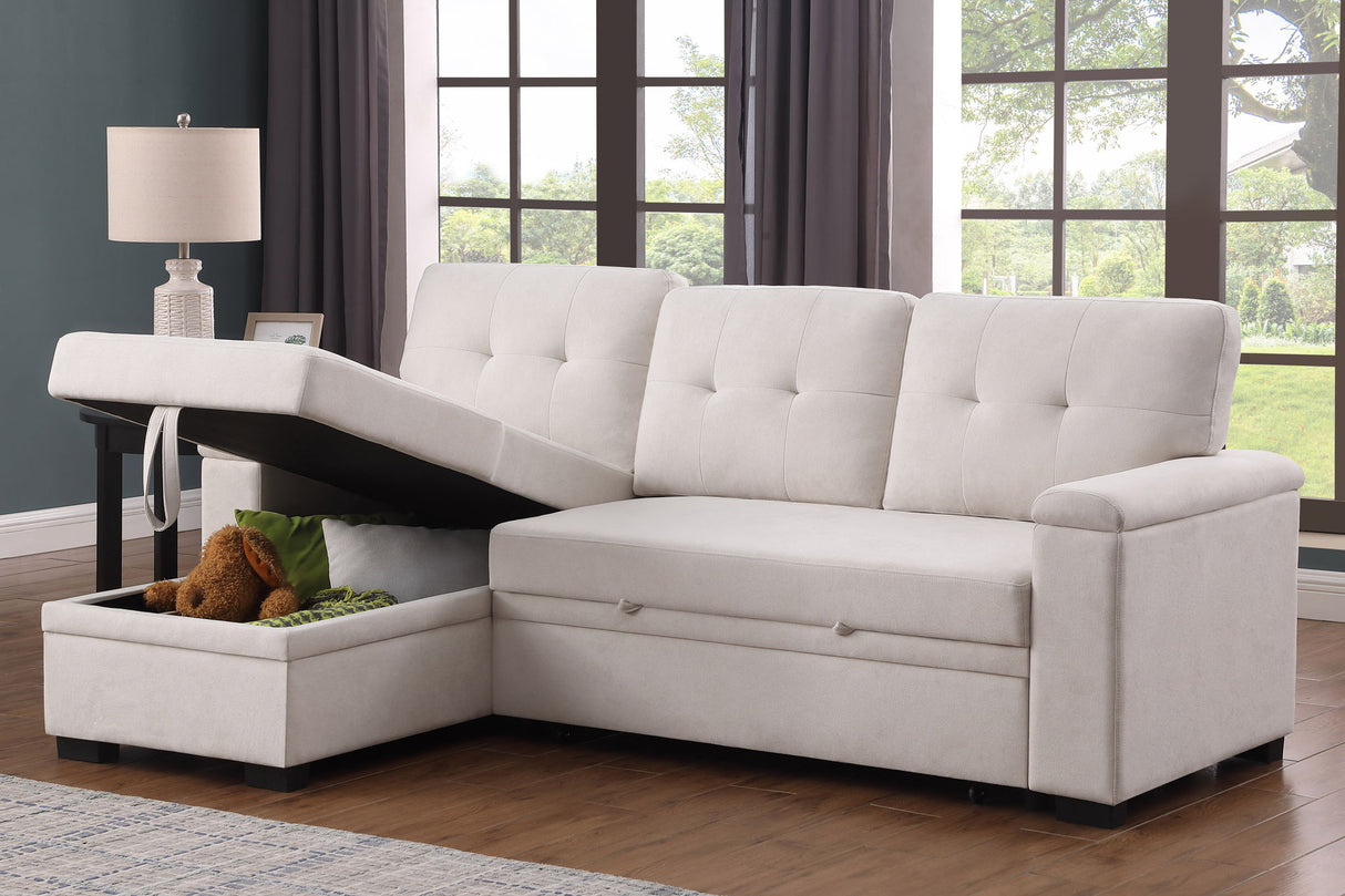 Lucca II - 84.5"W Reversible Sleeper Sectional Sofa with Storage Chaise by Lilola Home | Bel Furniture