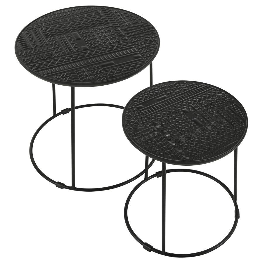 Loannis - 2 Piece Round Mango Wood Nesting Table - Matte Black by CoasterEssence | Bel Furniture